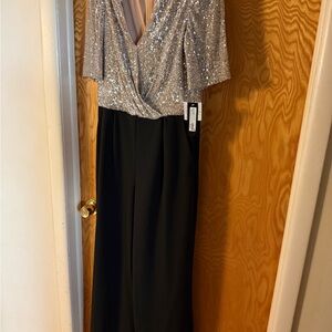 Xscape Gold Sequin Top Jumpsuit Size 14